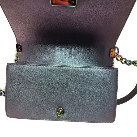 Chanel Purple Mermaid Boy Bag 16C Iridescent Old Medium Classic Quilted Flap CC - Picture 15 of 16